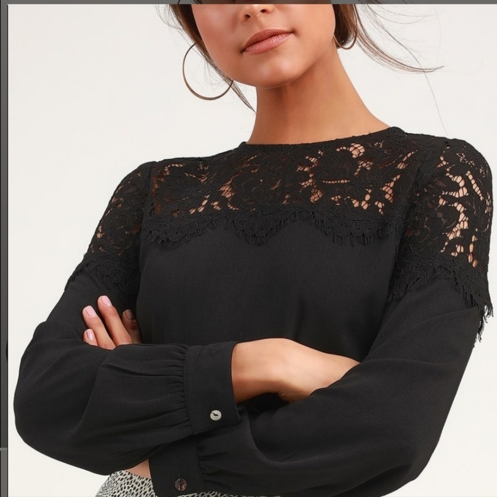 Lulu's black lace blouse